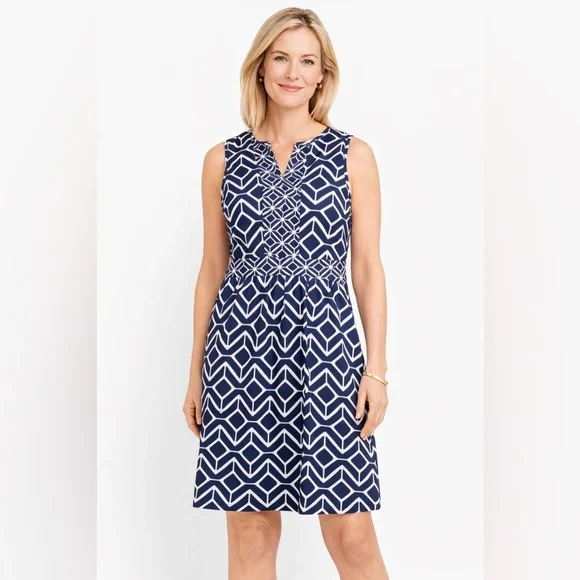 Jude Connally sleeveless dress navy and white geometric nautical blend XL - Picture 10 of 10